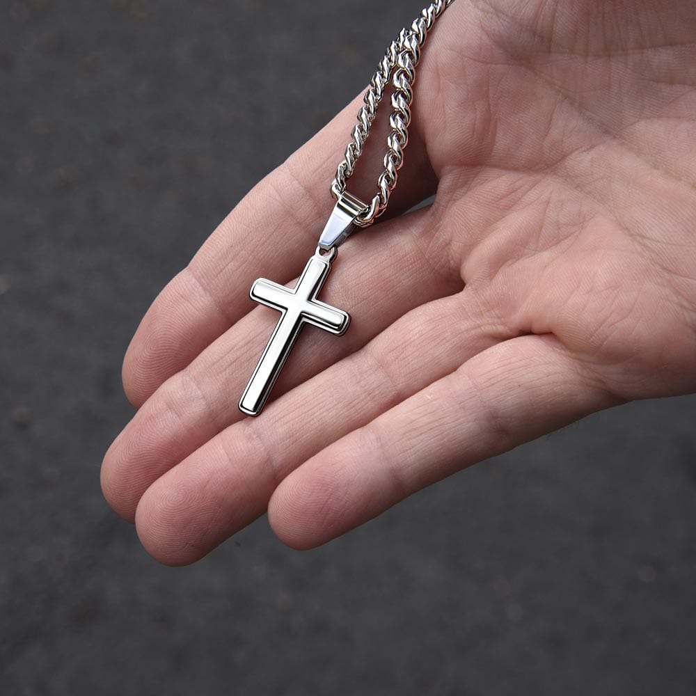 TO THE BEST DAD - Every Child Dreams of Having (Cuban Chain with Artisan Cross Necklace)