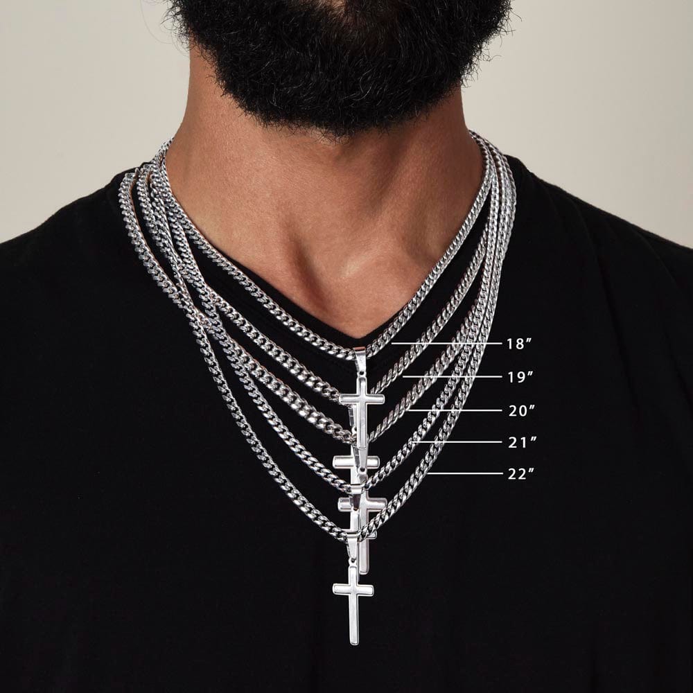 TO THE BEST DAD - Every Child Dreams of Having (Cuban Chain with Artisan Cross Necklace)