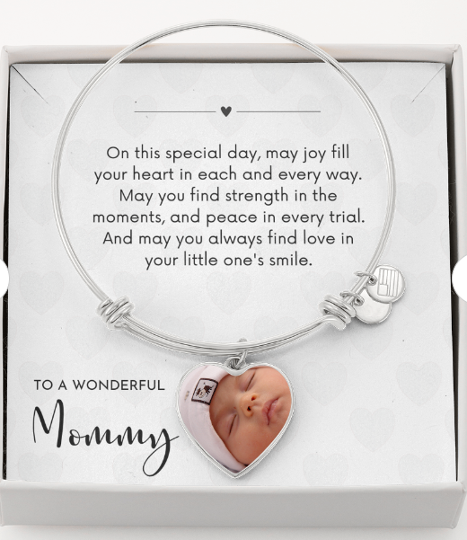 WONDERFUL MOMMY - Little One's Smile (Photo/Engraved Bangle Bracelet)