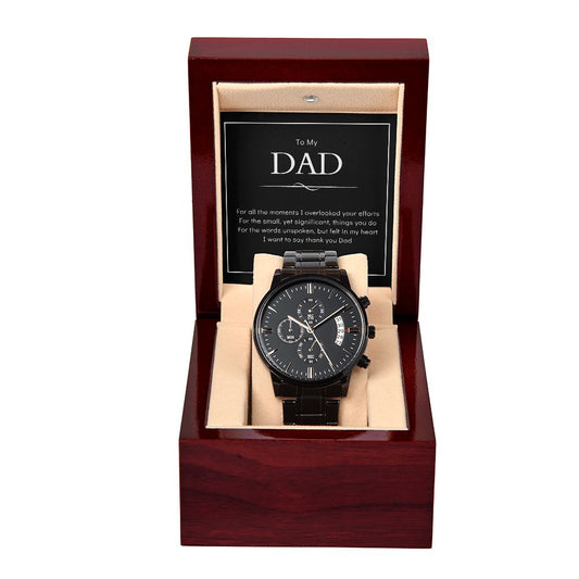 TO MY DAD - Unspoken Words (Black Chronograph Watch)