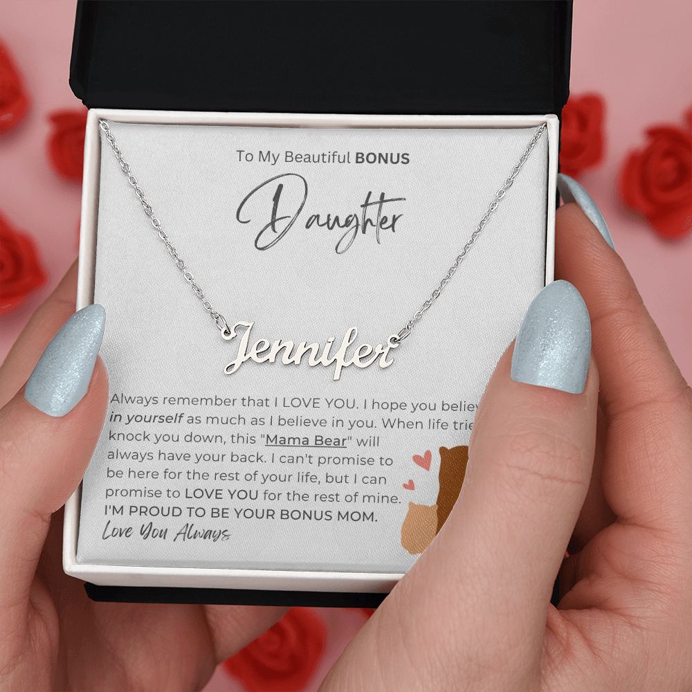 BEAUTIFUL BONUS DAUGHTER - Promise To Love You (Custom Name Necklace)