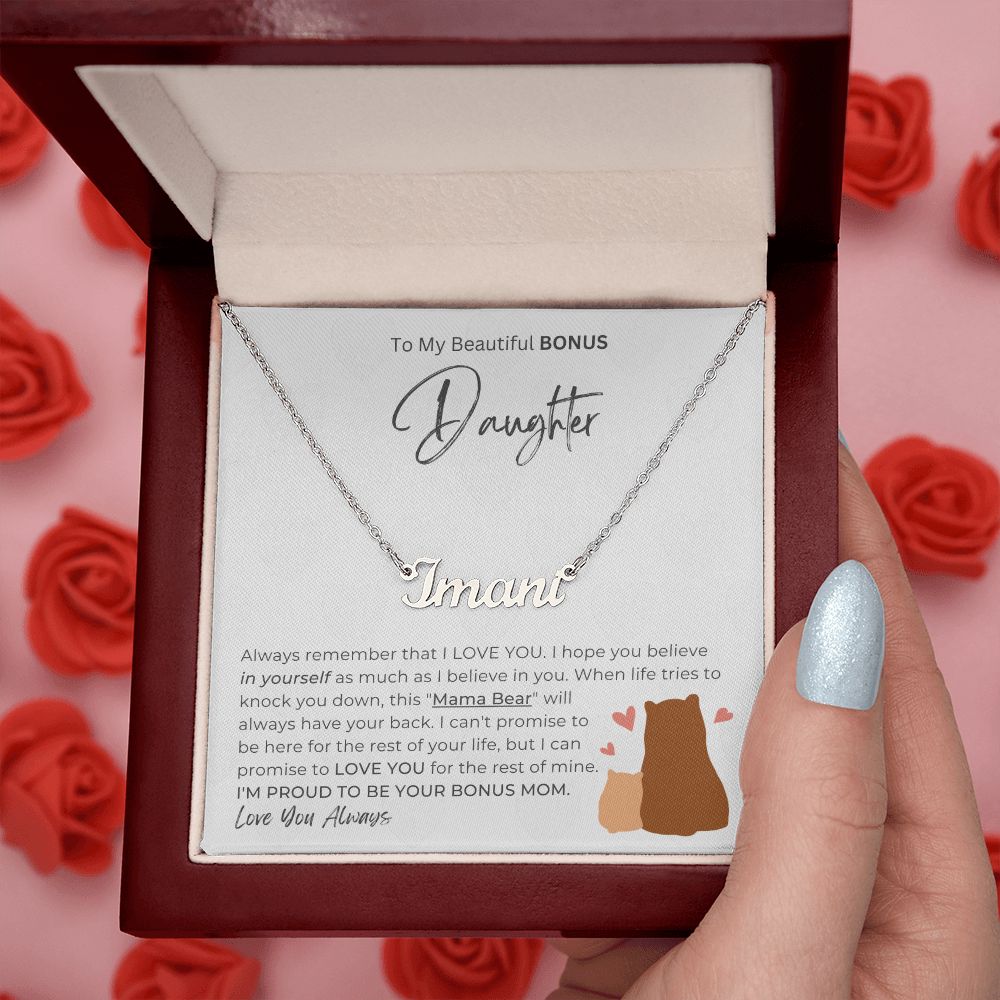 BEAUTIFUL BONUS DAUGHTER - Promise To Love You (Custom Name Necklace)