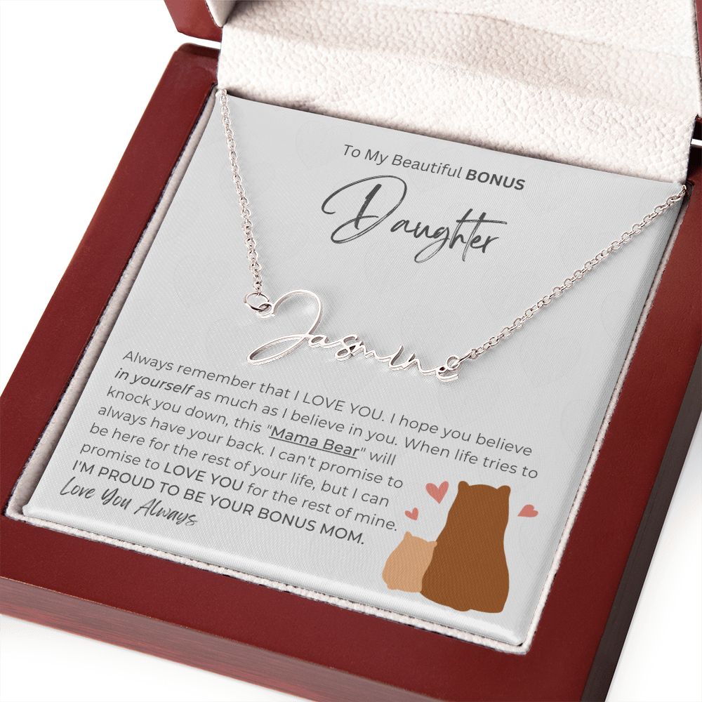 BEAUTIFUL BONUS DAUGHTER - Promise To Love You (Signature Name Necklace)