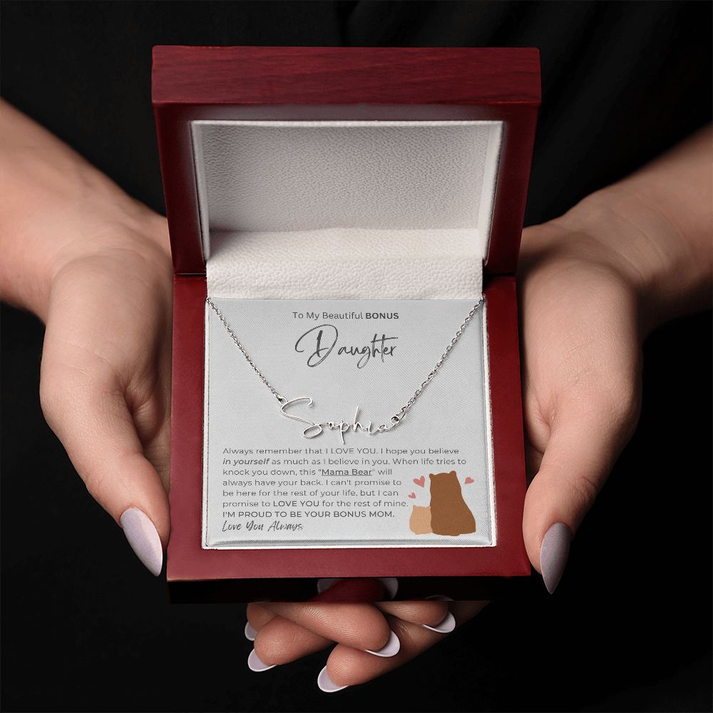 BEAUTIFUL BONUS DAUGHTER - Promise To Love You (Signature Name Necklace)