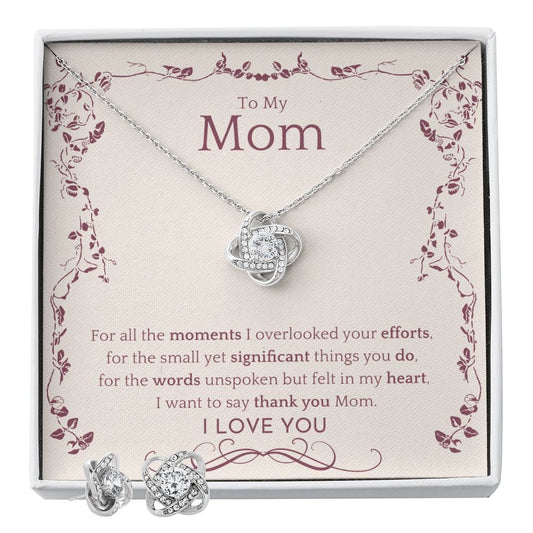 TO MY MOM - Words Unspoken (Love Knot Necklace and Earring Set)